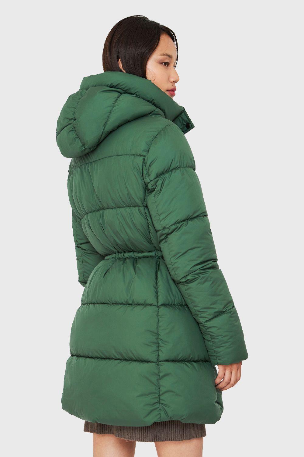 Parka Midi Acolchada Gorro Verde Nicopoly-3