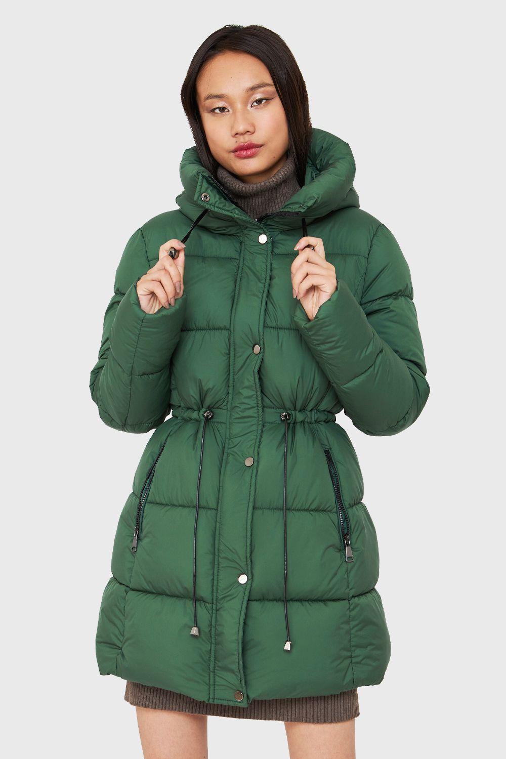 Parka Midi Acolchada Gorro Verde Nicopoly-0