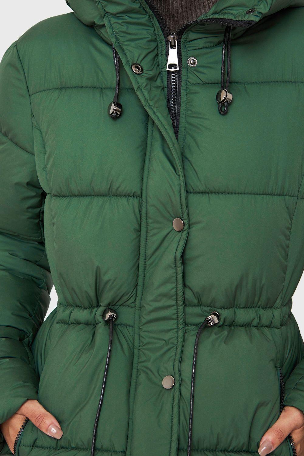 Parka Midi Acolchada Gorro Verde Nicopoly-5
