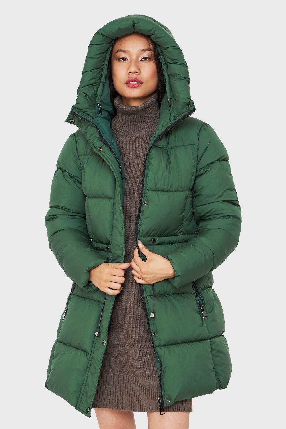 Parka Midi Acolchada Gorro Verde Nicopoly-4