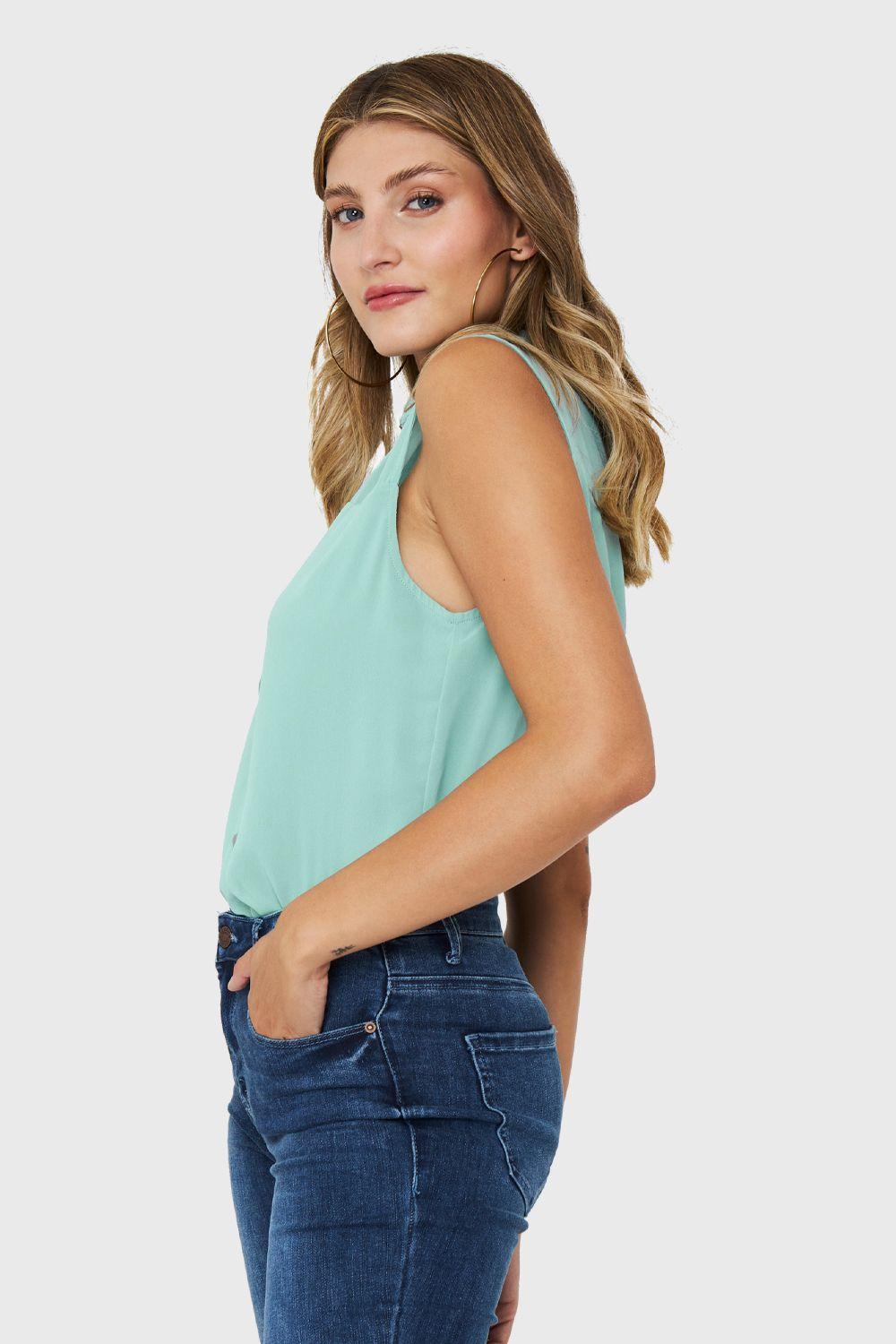 Blusa Botones Metálicos Menta Nicopoly-2