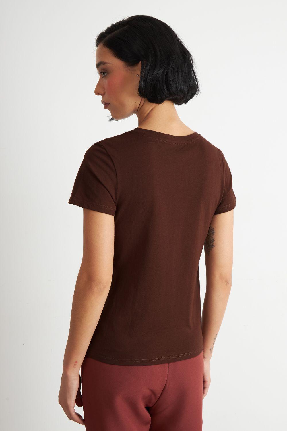 Polera Básica Cuello Redondo Café Nicopoly-3