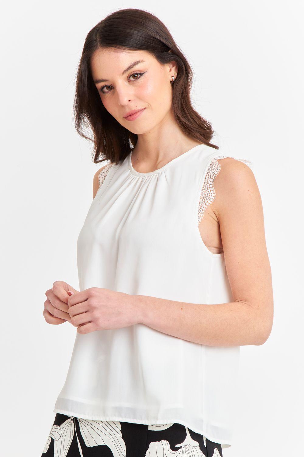 Blusa Encaje Hombros Blanco Nicopoly-4