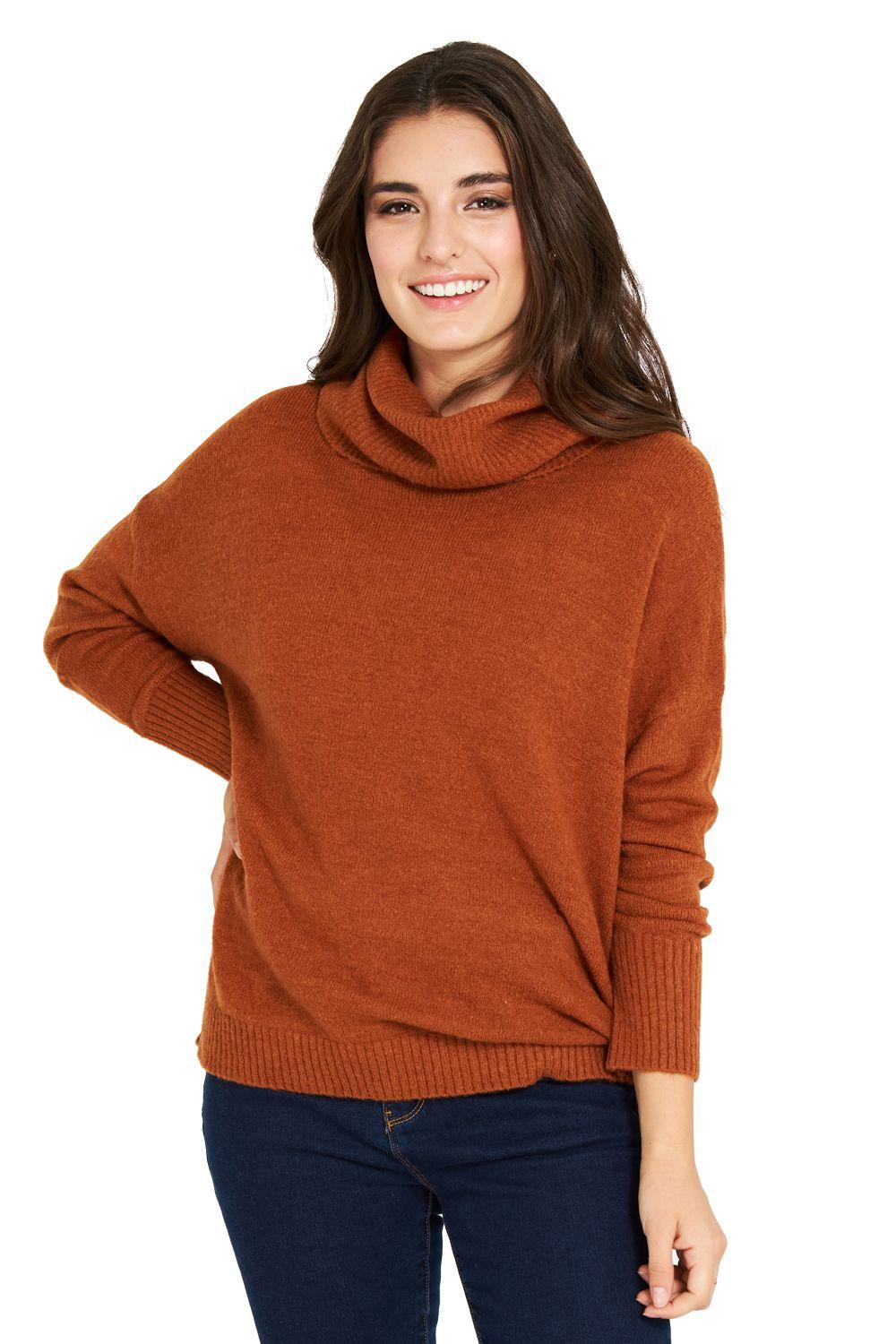 Sweater Cuello Alto Café Nicopoly-0