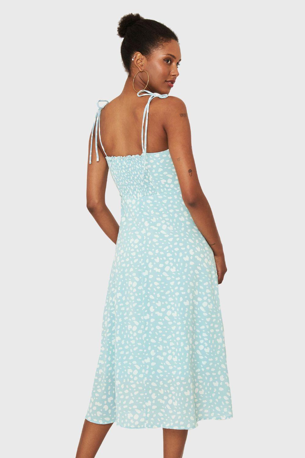 Vestido Midi Print Dálmata Celeste Nicopoly-3