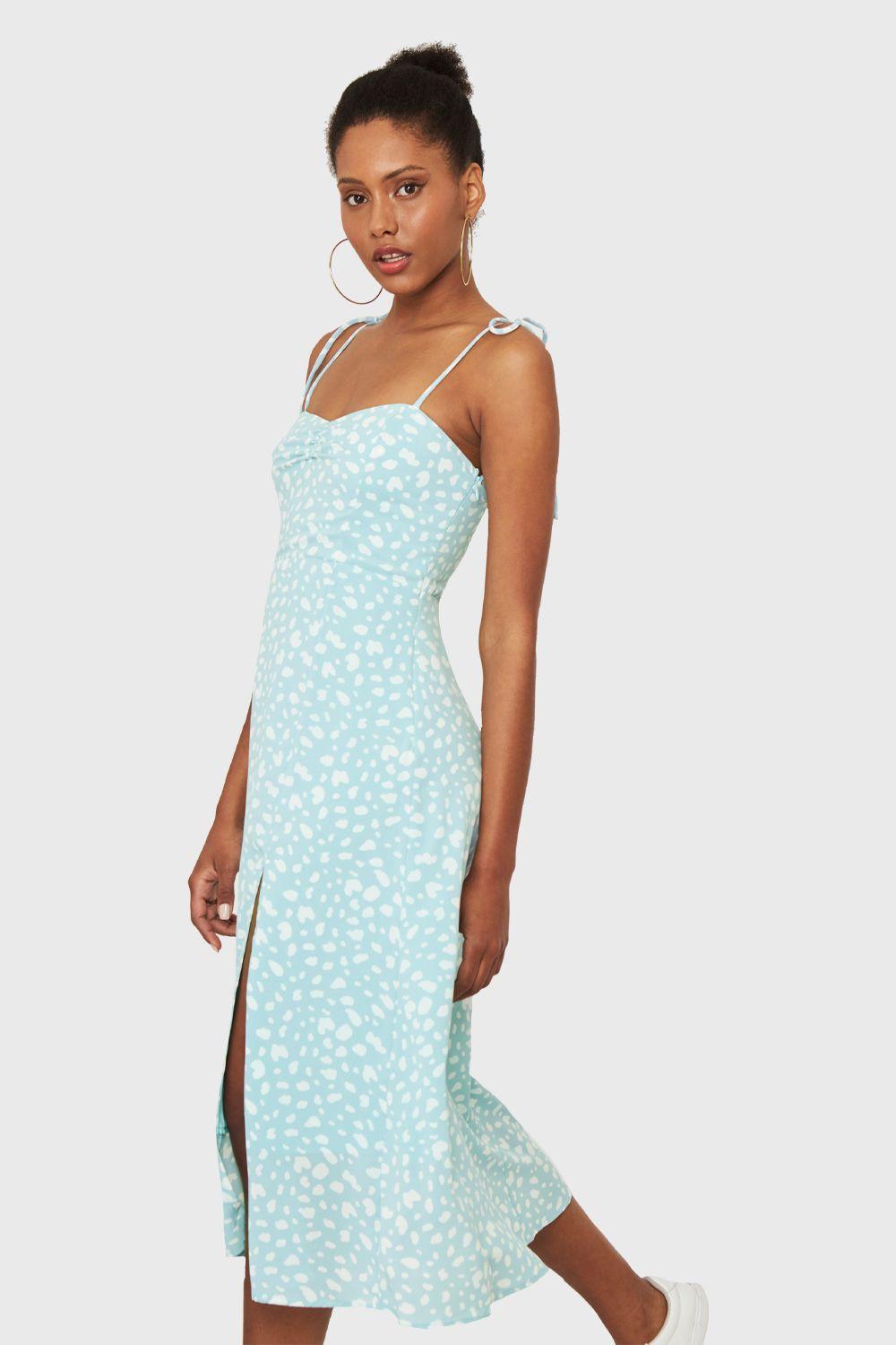 Vestido Midi Print Dálmata Celeste Nicopoly-2