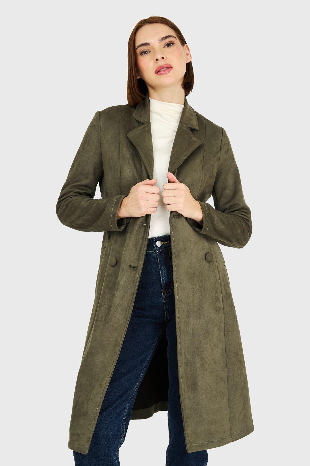 Trench Lazo Tipo Gamuza Oliva Nicopoly-0