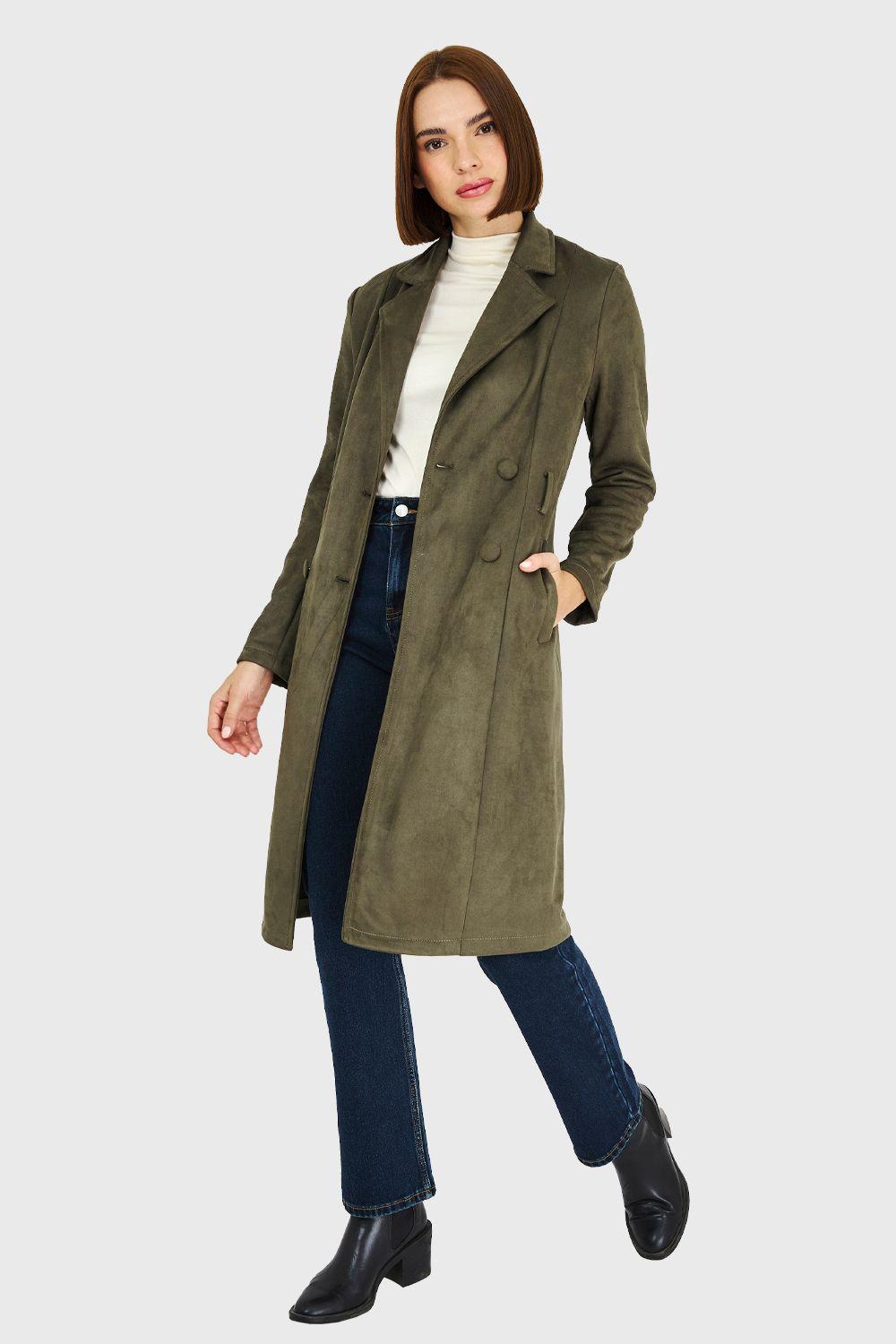 Trench Lazo Tipo Gamuza Oliva Nicopoly-1