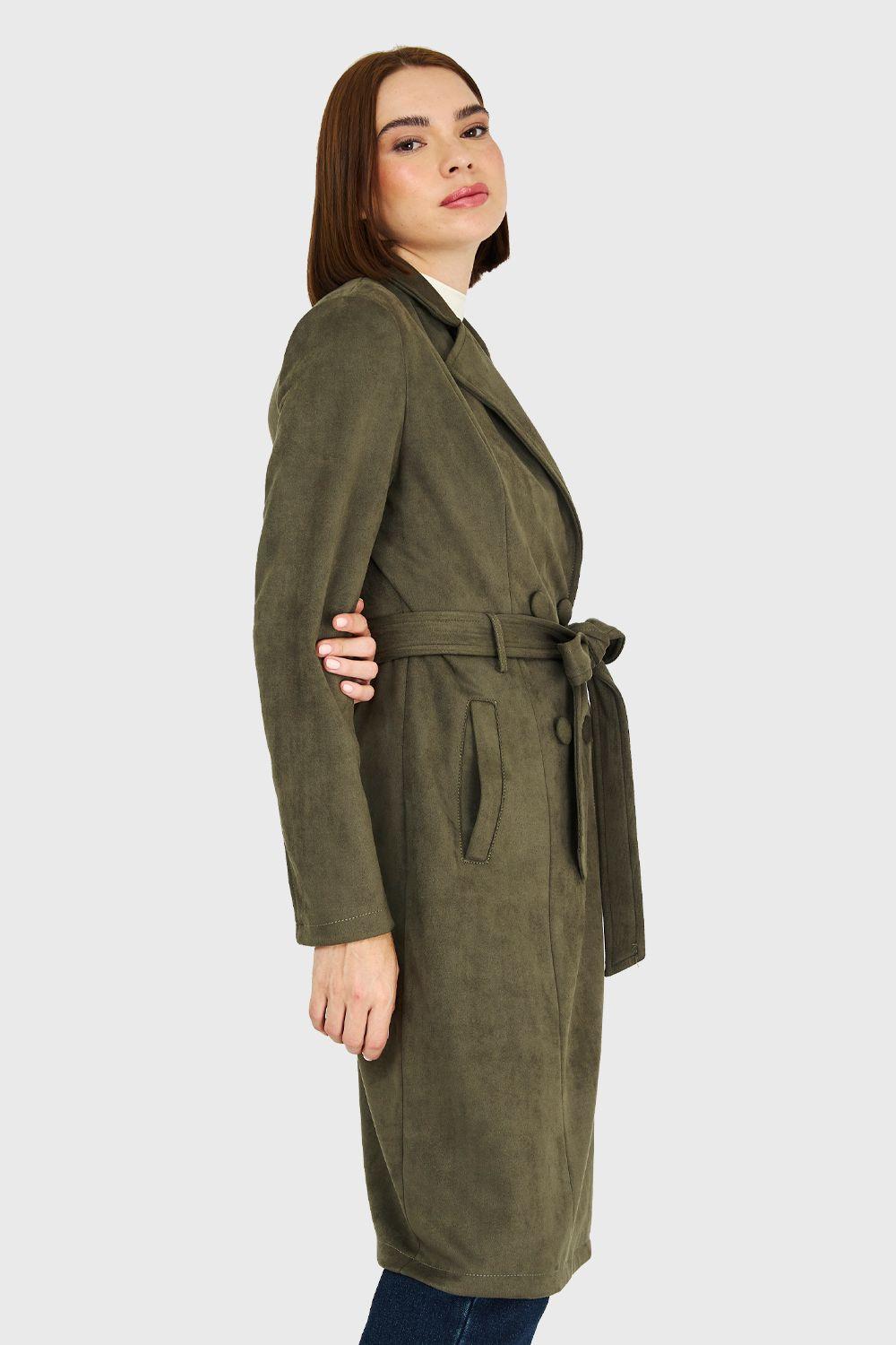 Trench Lazo Tipo Gamuza Oliva Nicopoly-2
