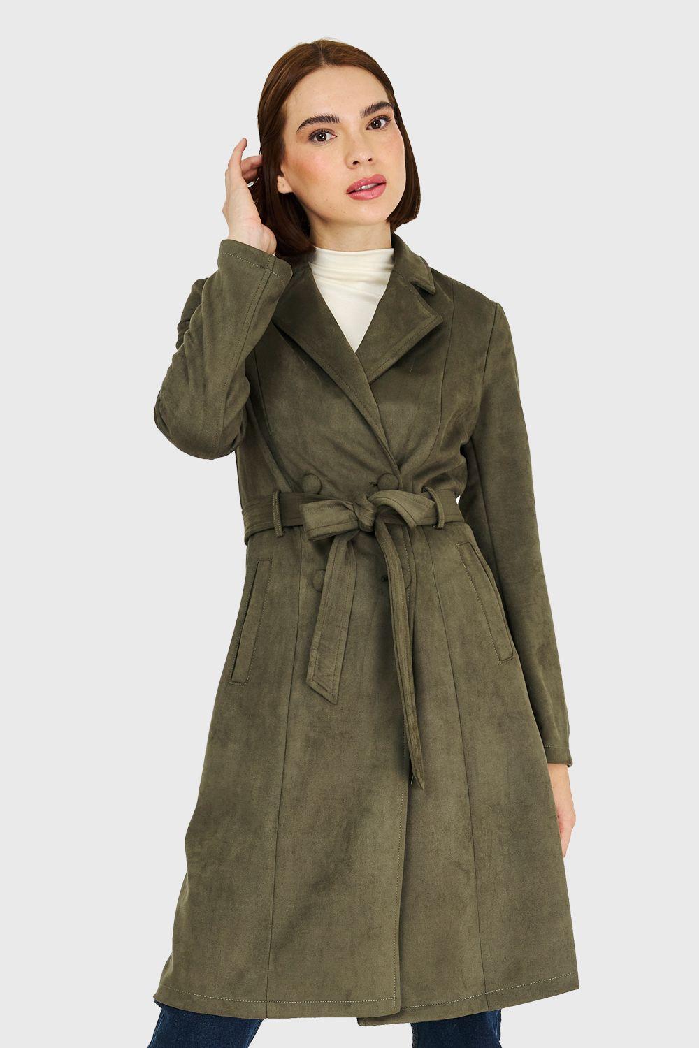 Trench Lazo Tipo Gamuza Oliva Nicopoly-4