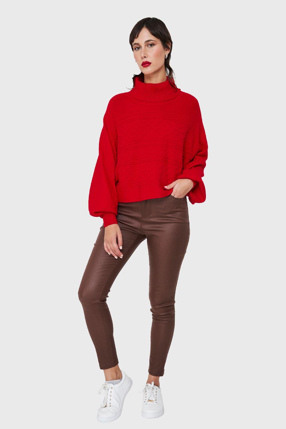 Sweater Crop Manga Murciélago Rojo Nicopoly-1