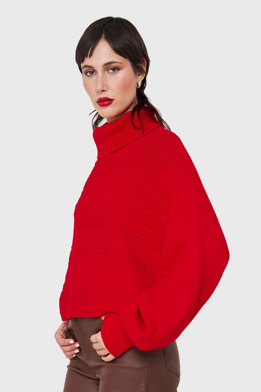 Sweater Crop Manga Murciélago Rojo Nicopoly-2