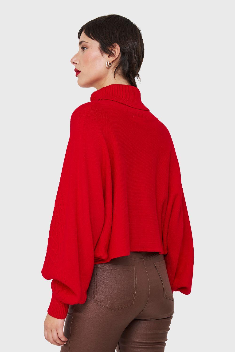 Sweater Crop Manga Murciélago Rojo Nicopoly-3