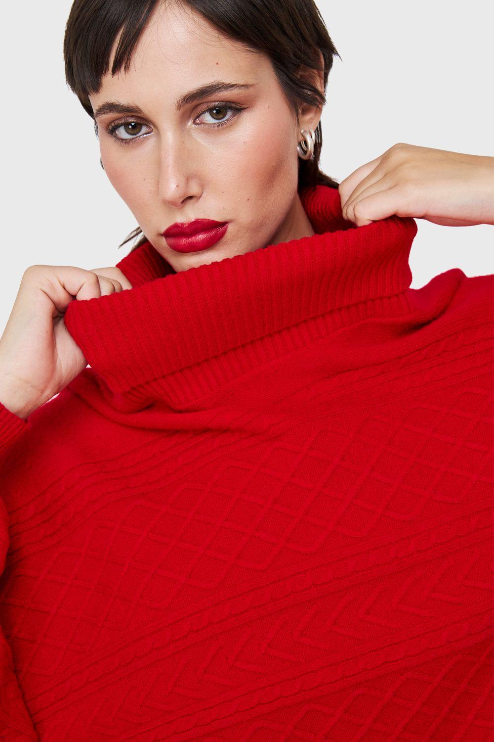 Sweater Crop Manga Murciélago Rojo Nicopoly-5