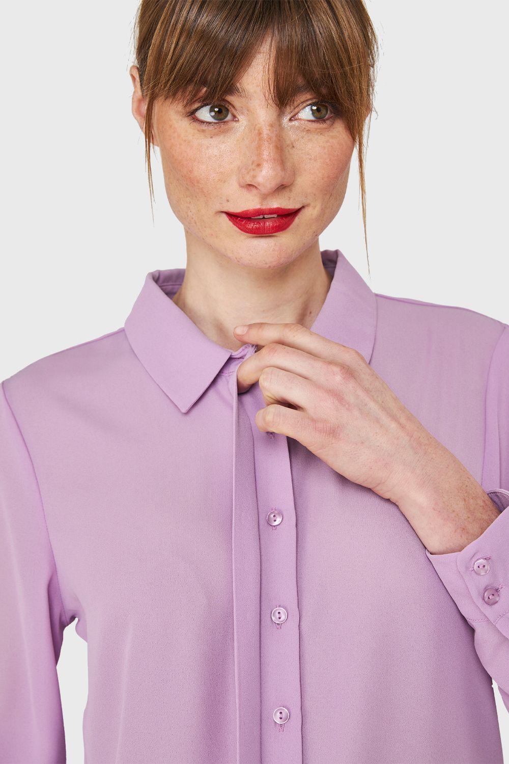 Blusa Básica Botonera Invisible Lila Nicopoly-5