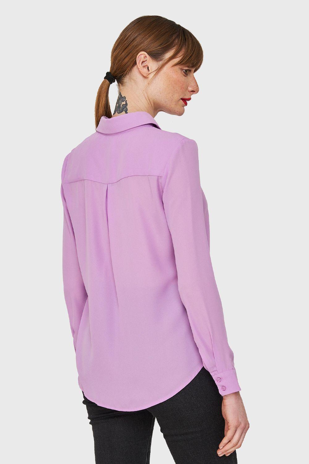 Blusa Básica Botonera Invisible Lila Nicopoly-3