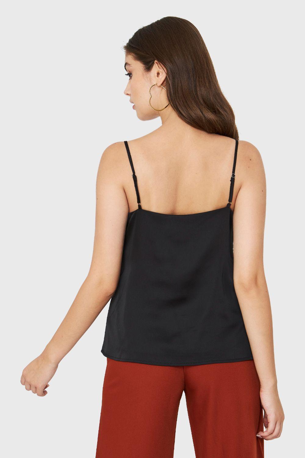 Top Tipo Satín Encaje Negro Nicopoly-3