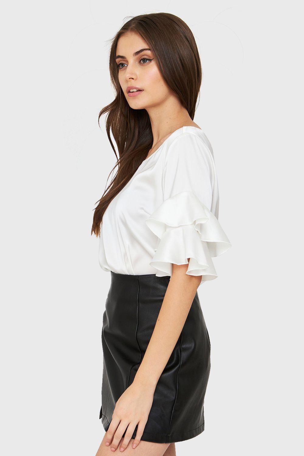 Blusa Tipo Satín Vuelos Blanco Nicopoly-2