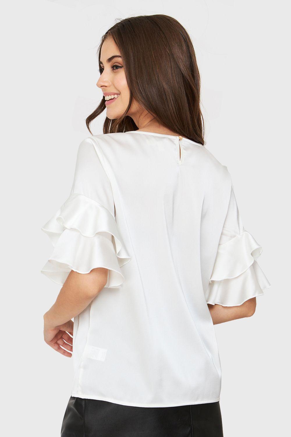 Blusa Tipo Satín Vuelos Blanco Nicopoly-3