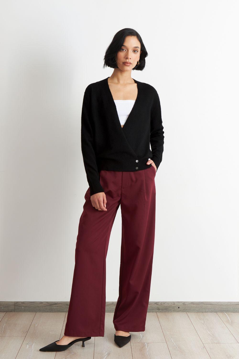 Sweater Cruzado con Botones Negro Nicopoly-1