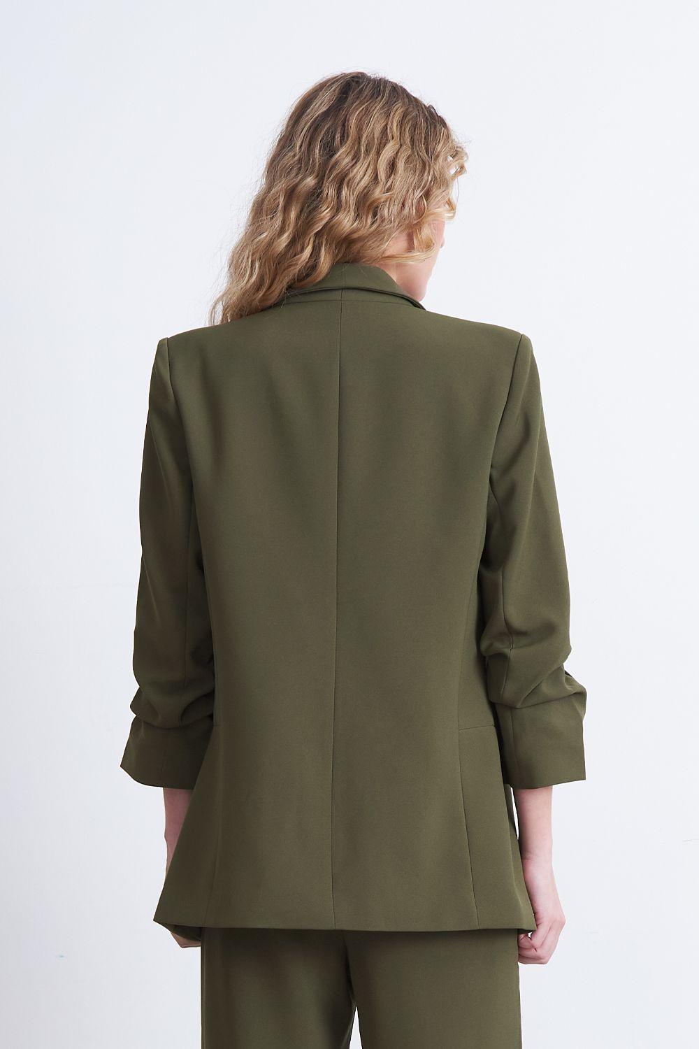 Blazer Manga 3/4 Ajustado con Solapas Oliva Nicopoly-3