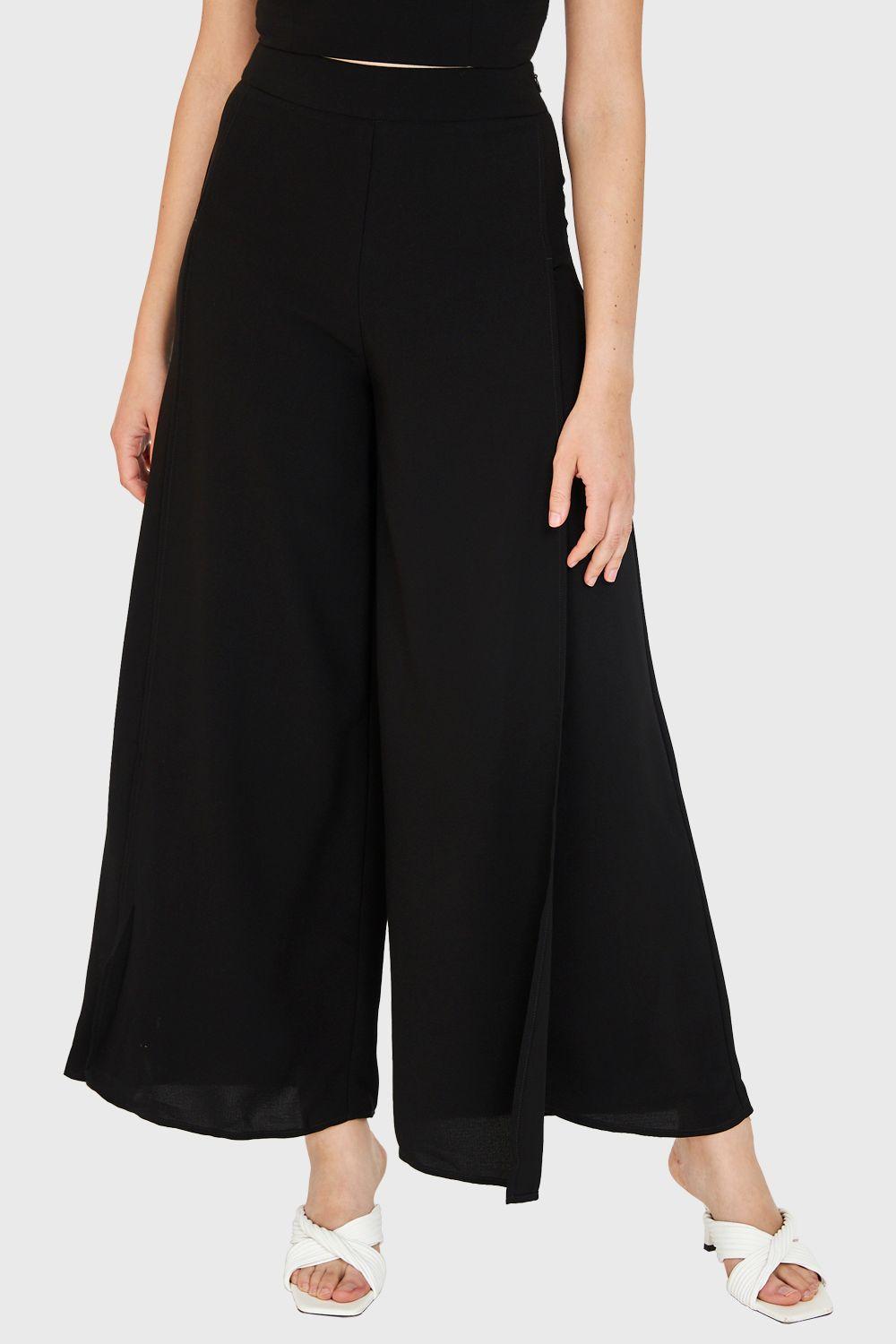 Pantalón Palazzo Aberturas Negro Nicopoly-0