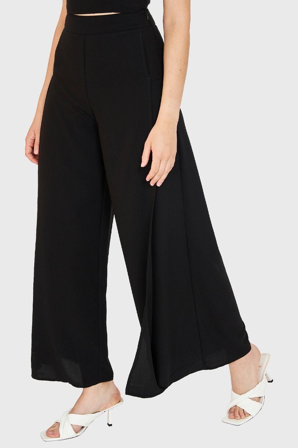 Pantalón Palazzo Aberturas Negro Nicopoly-2