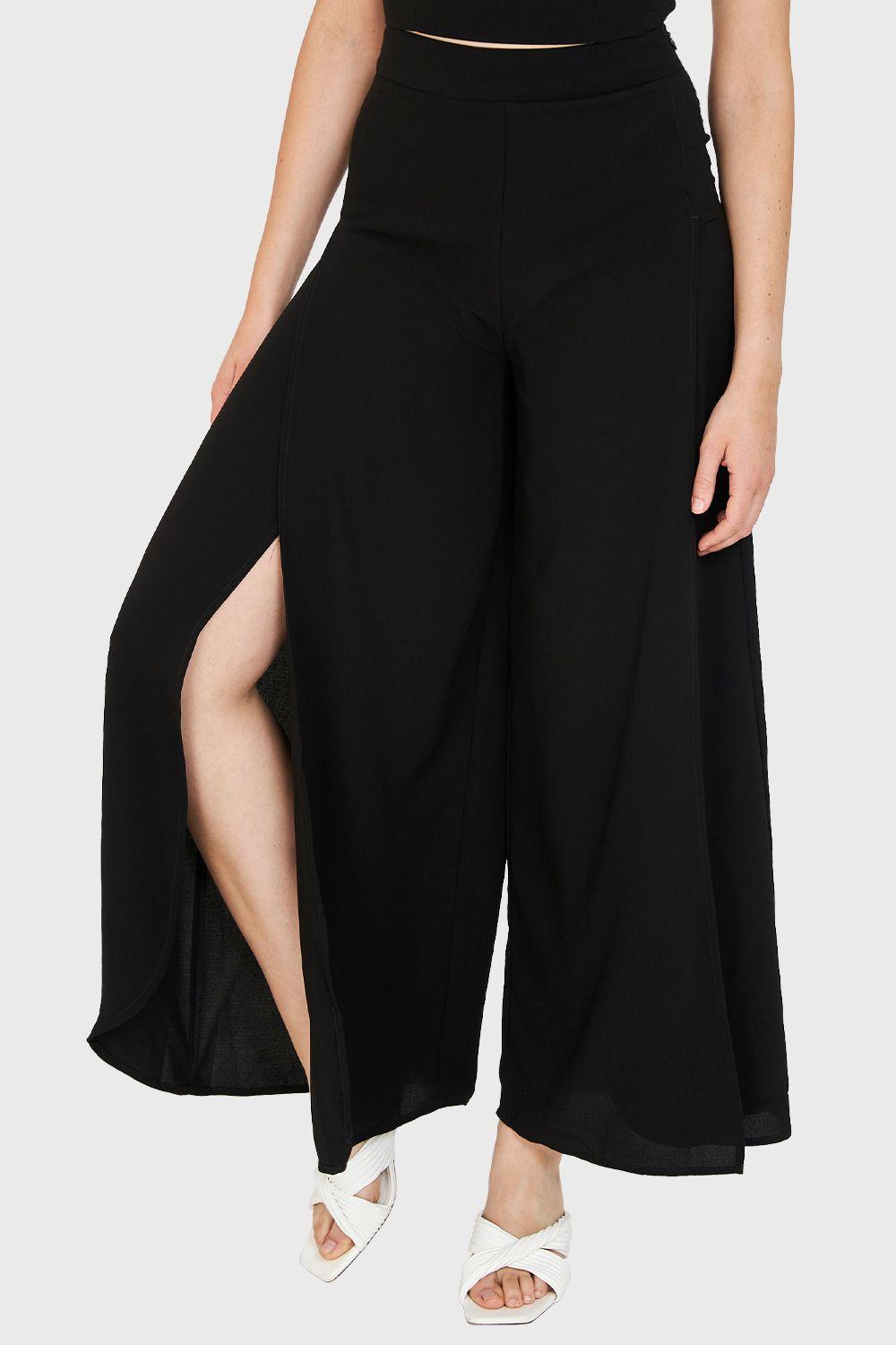 Pantalón Palazzo Aberturas Negro Nicopoly-4