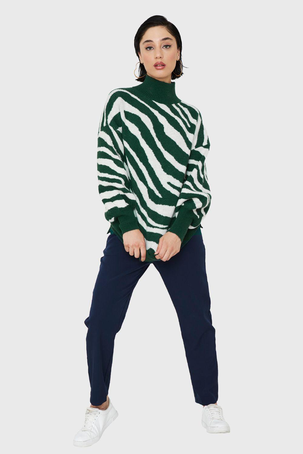 Sweater Cebra Manga Globo Verde Nicopoly-1