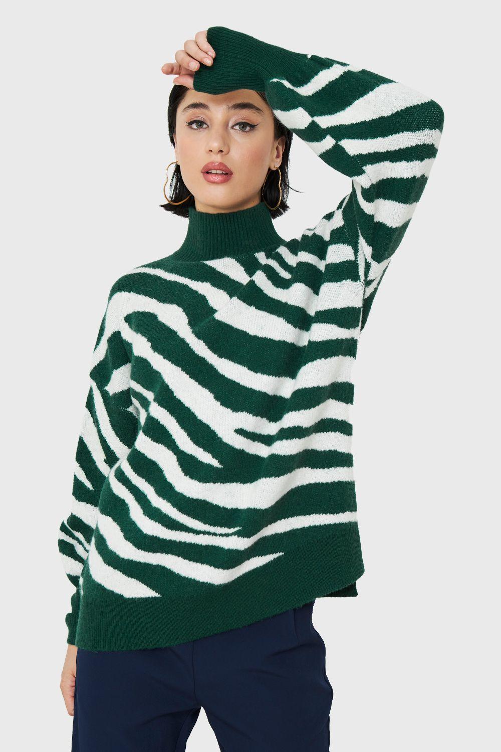 Sweater Cebra Manga Globo Verde Nicopoly-4