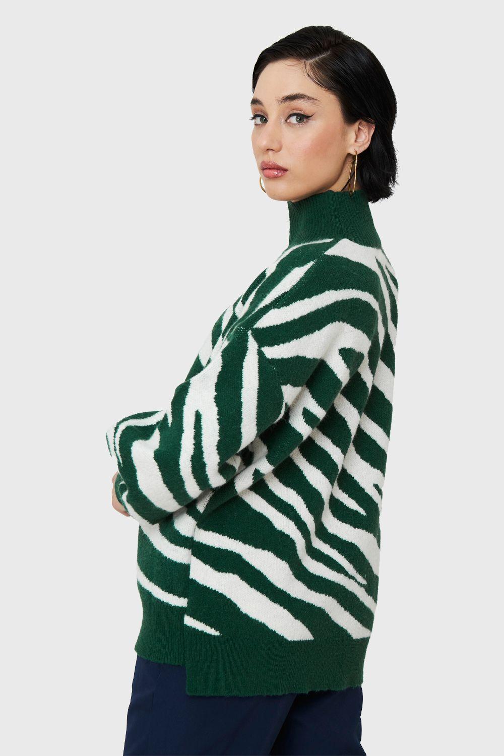 Sweater Cebra Manga Globo Verde Nicopoly-3