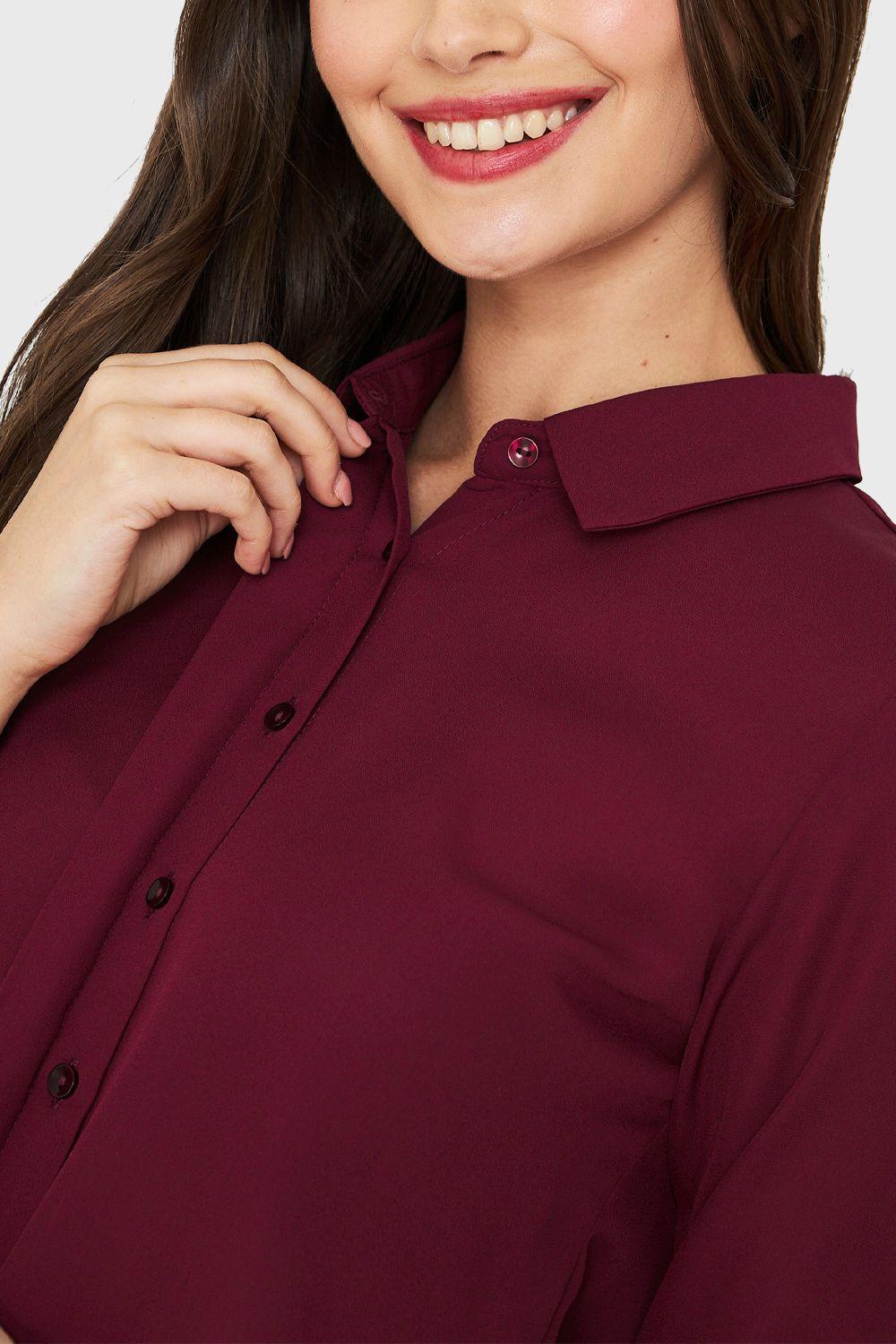 Blusa Básica Botonera Invisible Burdeos Nicopoly-5