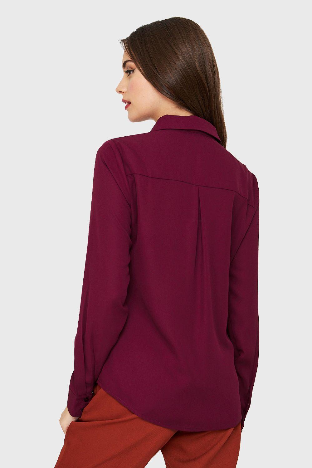 Blusa Básica Botonera Invisible Burdeos Nicopoly-3