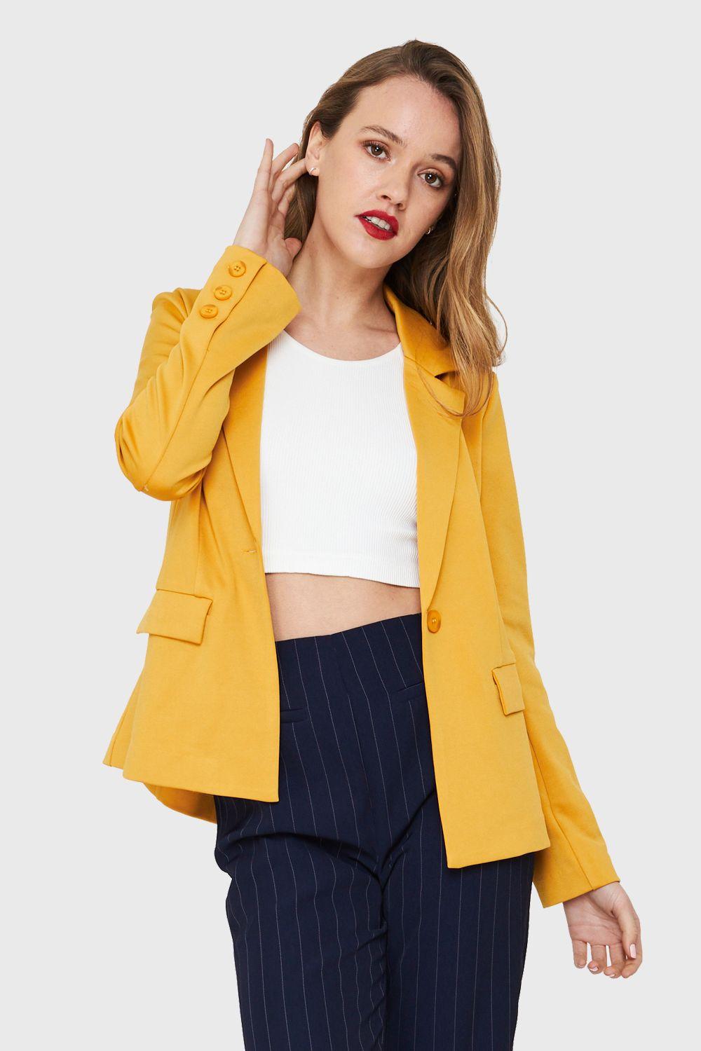 Blazer Bolsillos Amarillo Nicopoly-4