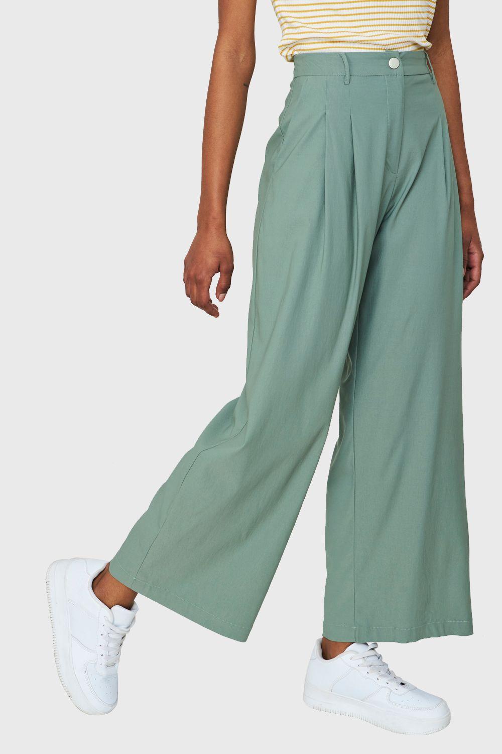 Pantalón Pinzas Palazzo Menta Nicopoly-2