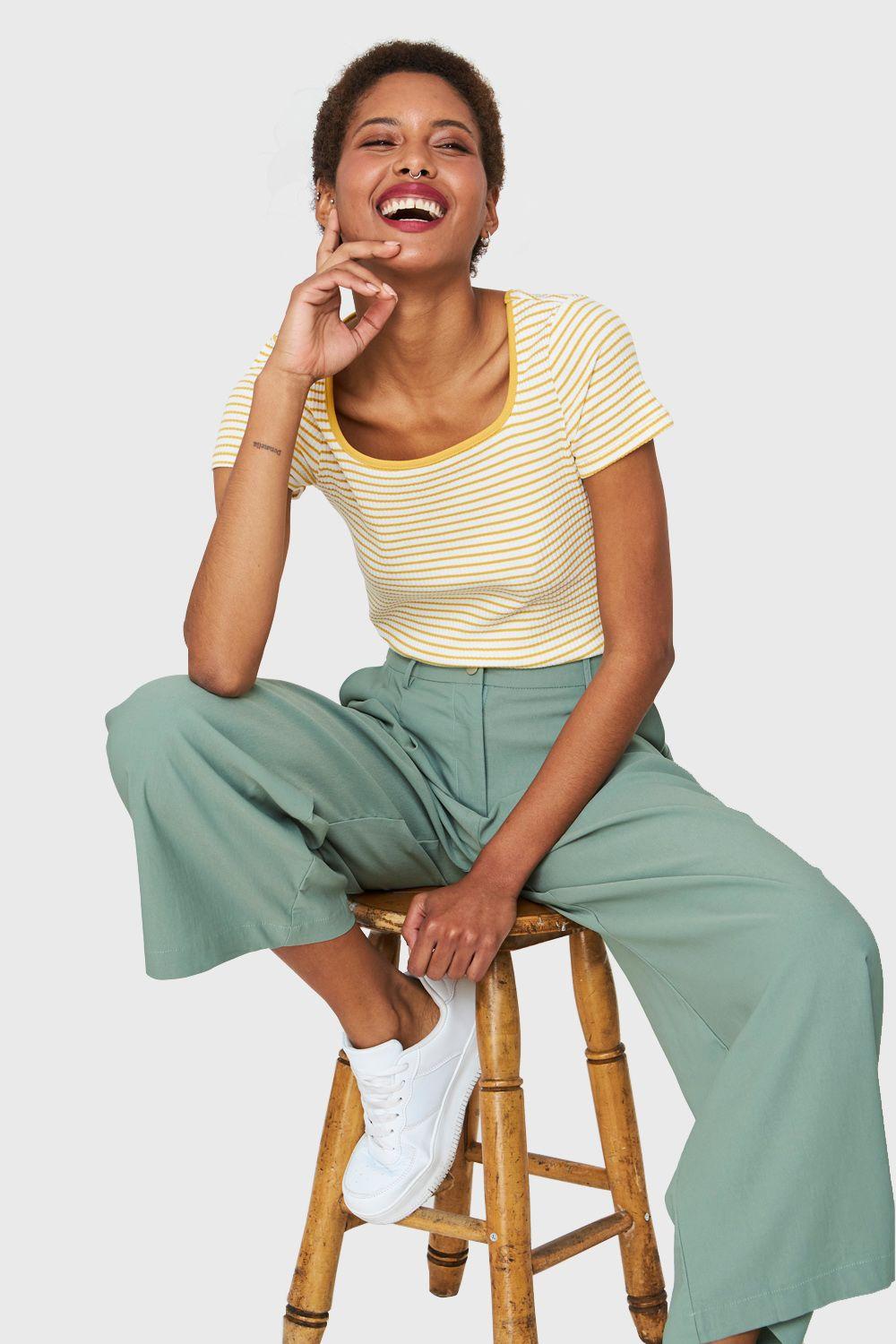 Pantalón Pinzas Palazzo Menta Nicopoly-1