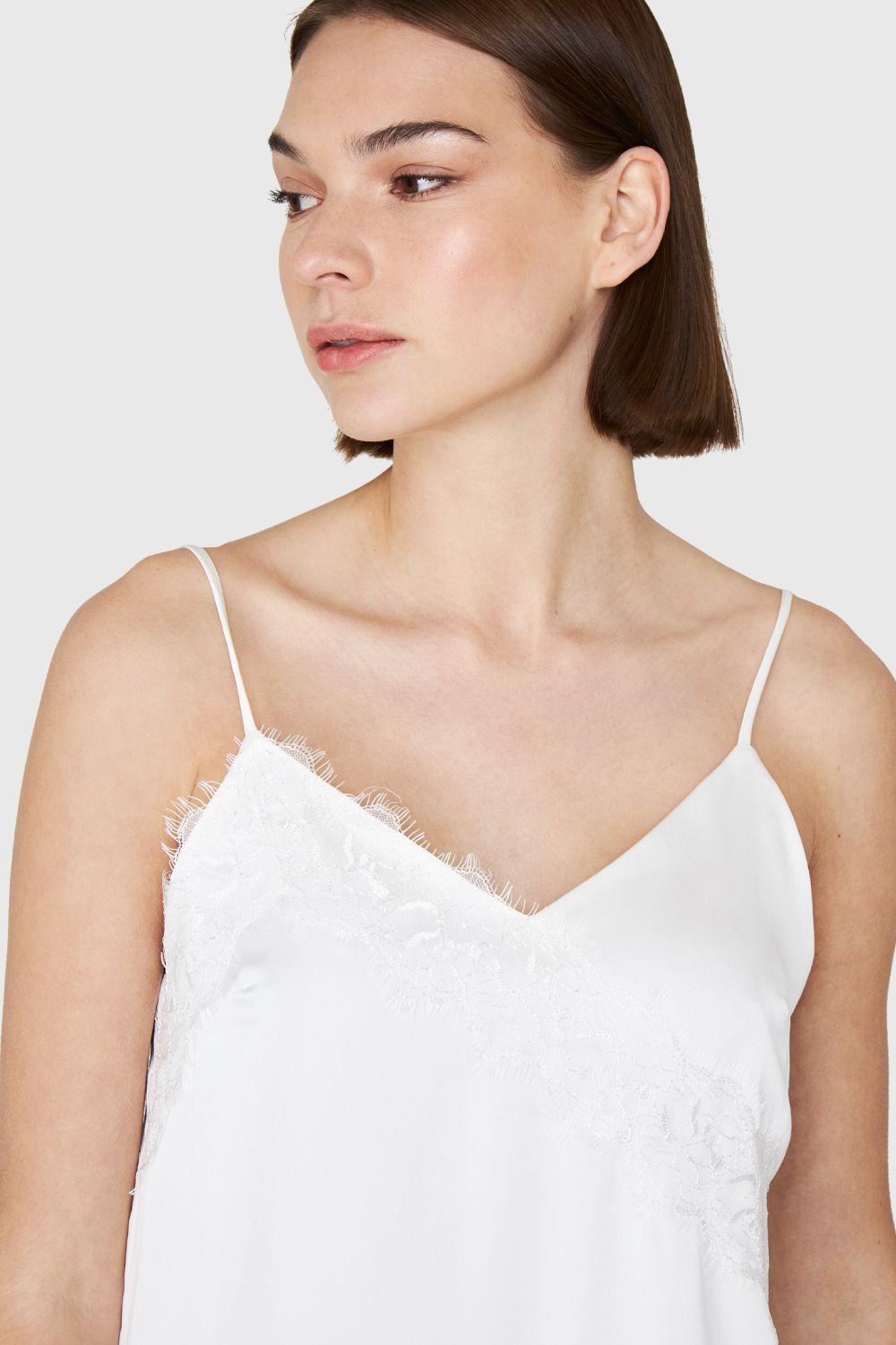 Top Tipo Satín Encaje Blanco Nicopoly-5