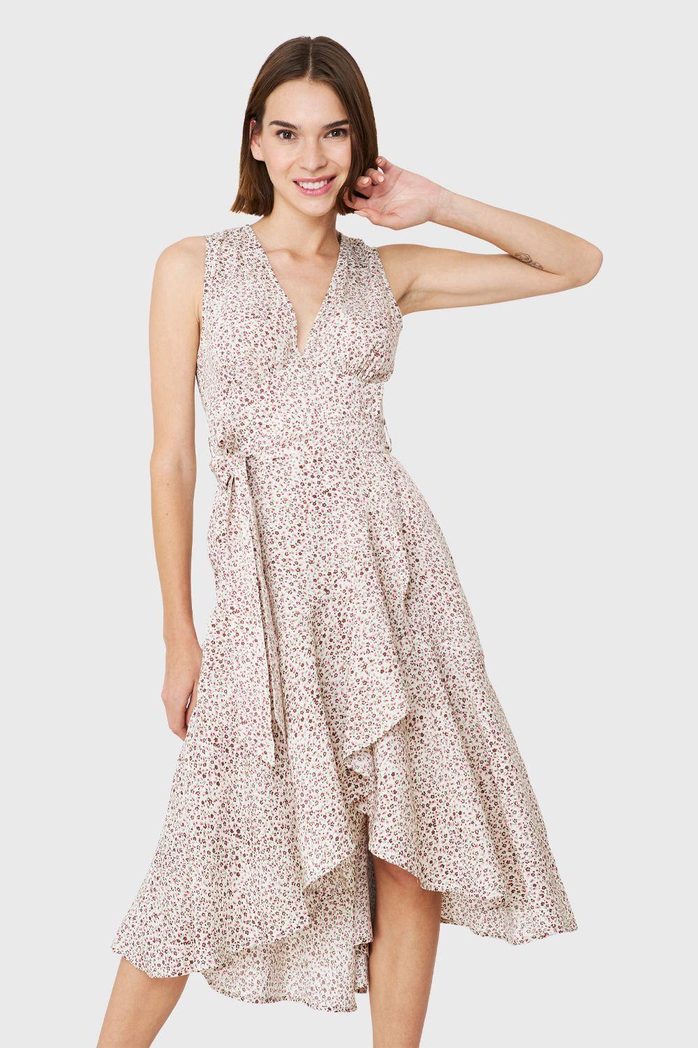 Vestido Asimétrico Ditsy Floral Blanco Nicopoly-0