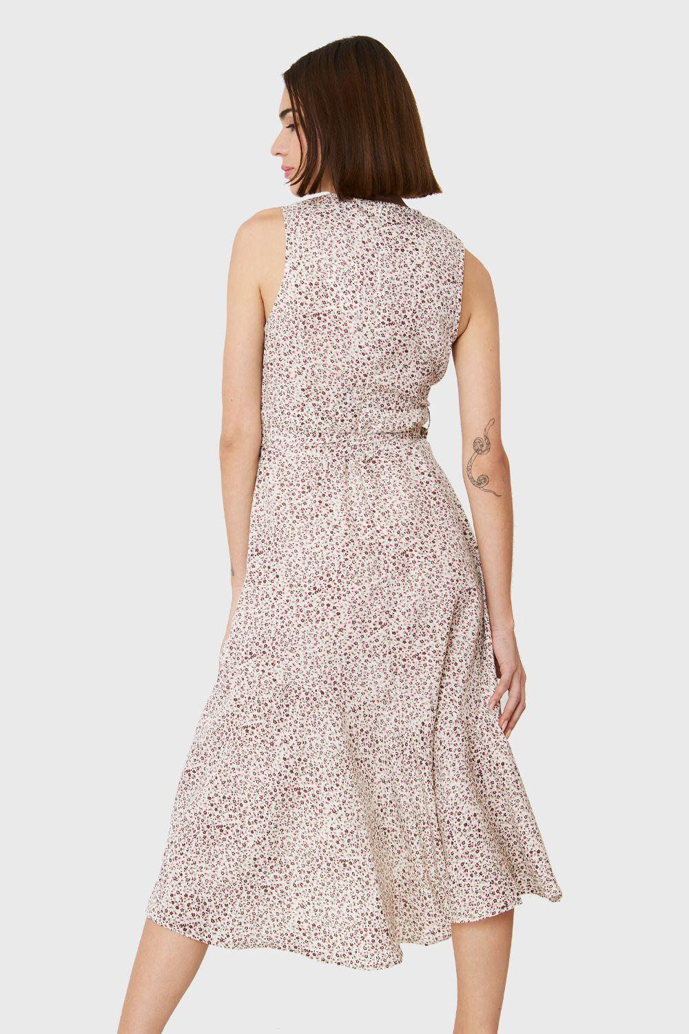 Vestido Asimétrico Ditsy Floral Blanco Nicopoly-3