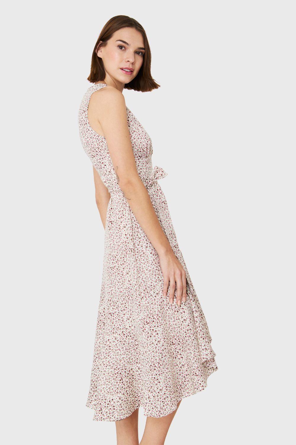Vestido Asimétrico Ditsy Floral Blanco Nicopoly-2