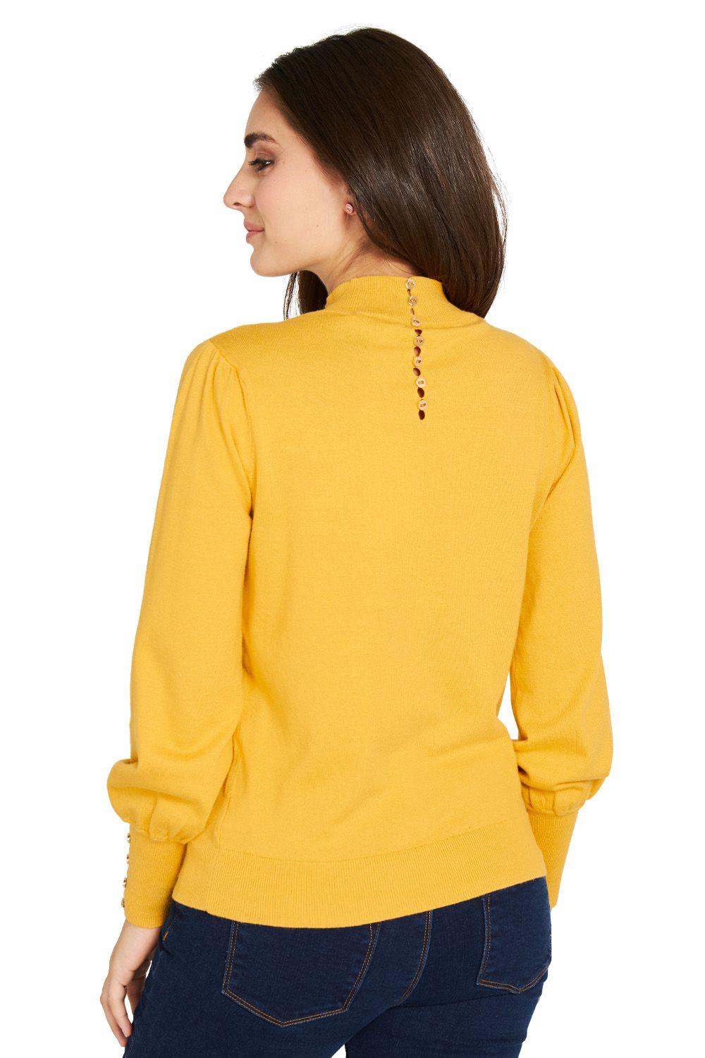 Sweater Botones Amarillo Nicopoly-3