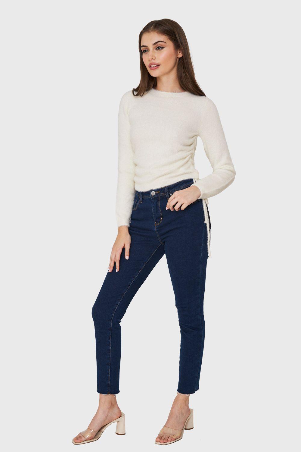 Sweater Peludo Recogido Lateral Blanco Nicopoly-1