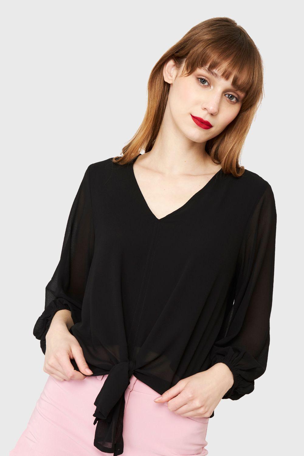 Blusa Básica Nudo Negro Nicopoly-0