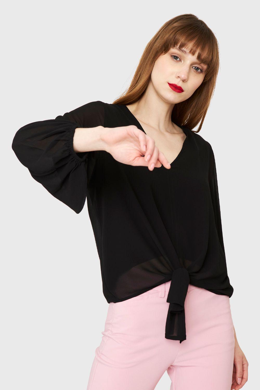 Blusa Básica Nudo Negro Nicopoly-4