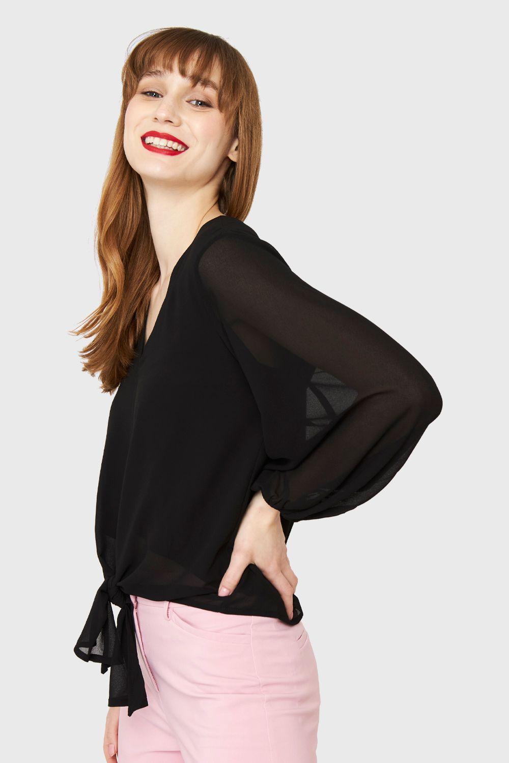 Blusa Básica Nudo Negro Nicopoly-2