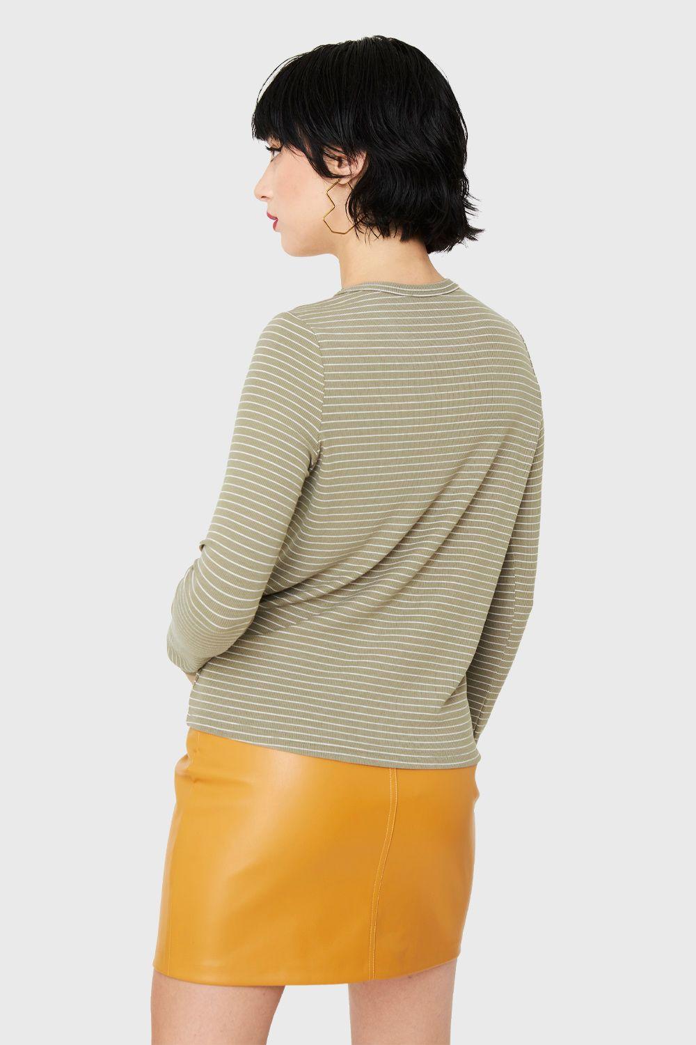 Polera Básica Rayas Verde Oliva Nicopoly-3