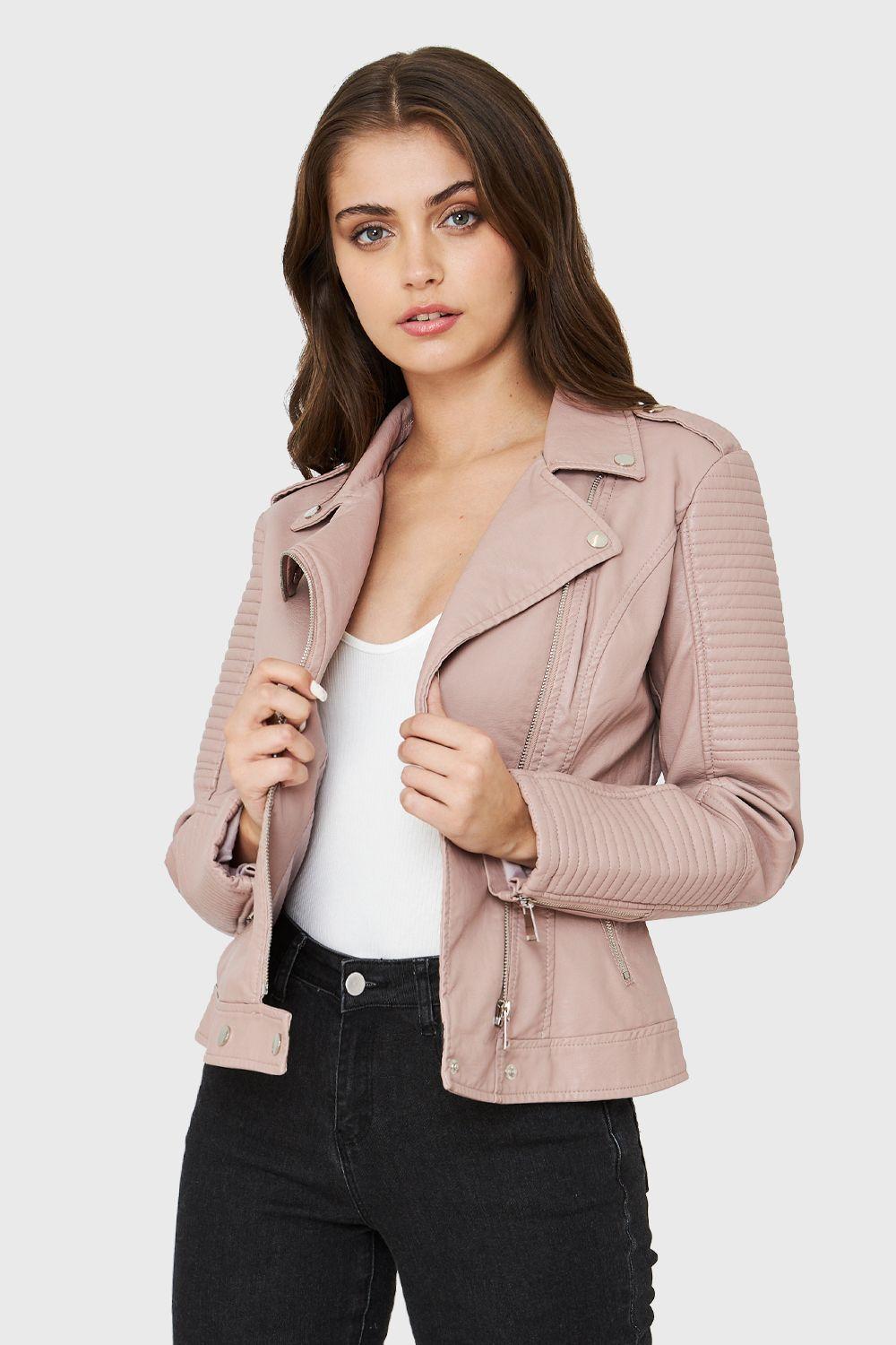 Chaqueta Tipo Biker Ecocuero Nude Nicopoly-0