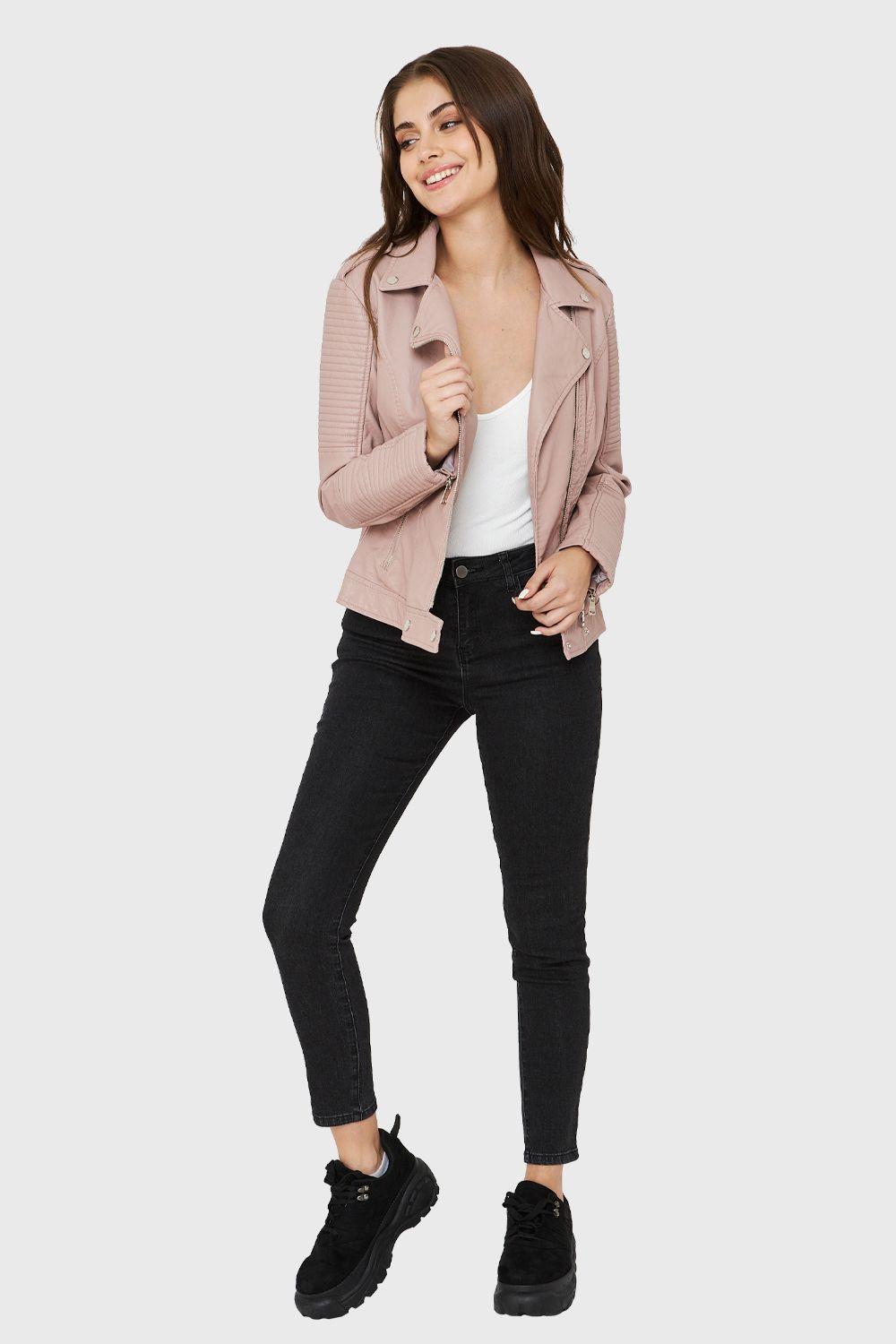 Chaqueta Tipo Biker Ecocuero Nude Nicopoly-1