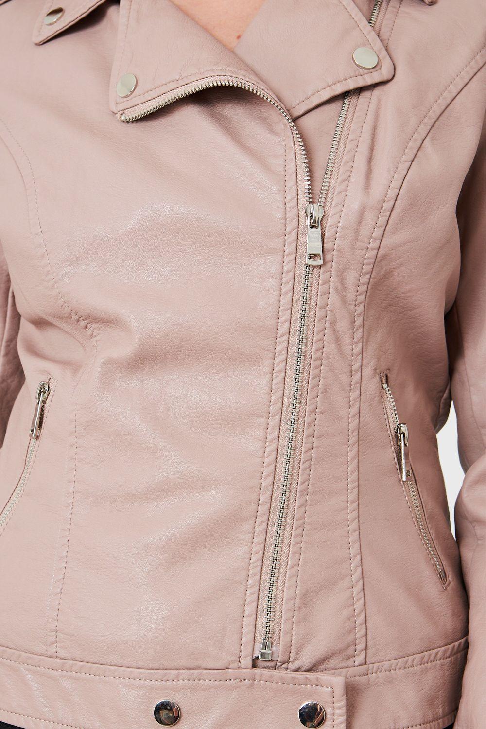 Chaqueta Tipo Biker Ecocuero Nude Nicopoly-5