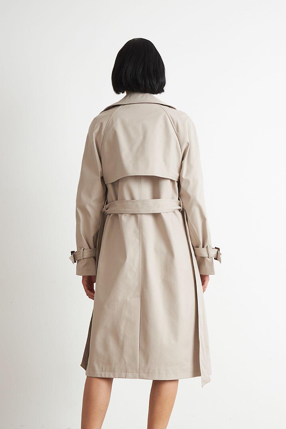 Trench Clásico Doble Botonadura Beige Nicopoly-3